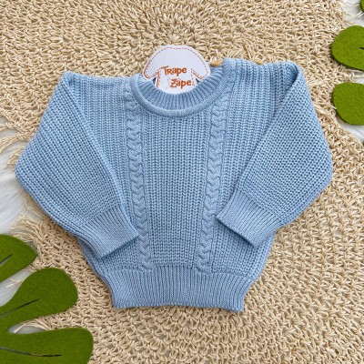 Blusa de Linha Ponto Alto Fechado - Azul Bebê